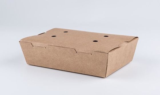 جعبه ناهار یکبار مصرف کاغذی کرافت مستطیلی box 1450ml جعبه مرغ ذرت بو داده xx
