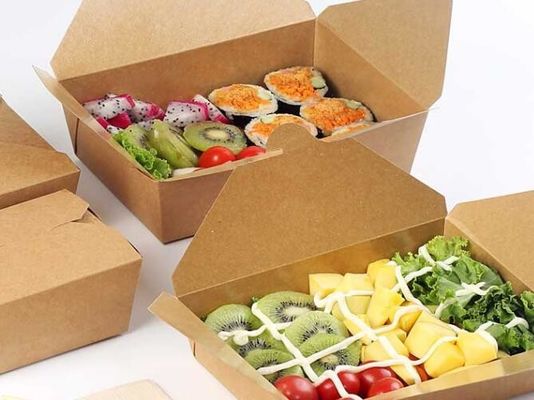 جعبه ناهار سالاد Bento 18PE ، جعبه بسته بندی کاغذ یک بار مصرف Kraft