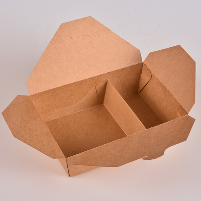 جعبه ناهار 2 3 محفظه ای کاغذ کرافت ظروف غذای یکبار مصرف
